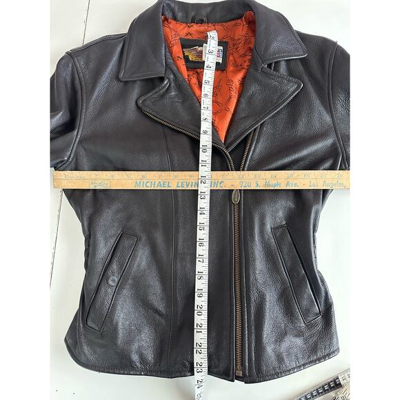 VTG 90's Y2K Harley Davidson Black Leather Jacket Motorcycle Size Medium - Picture 6 of 9